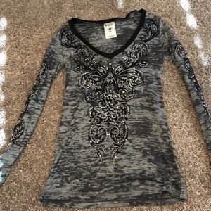 Black and grey vocal long sleeve shirt